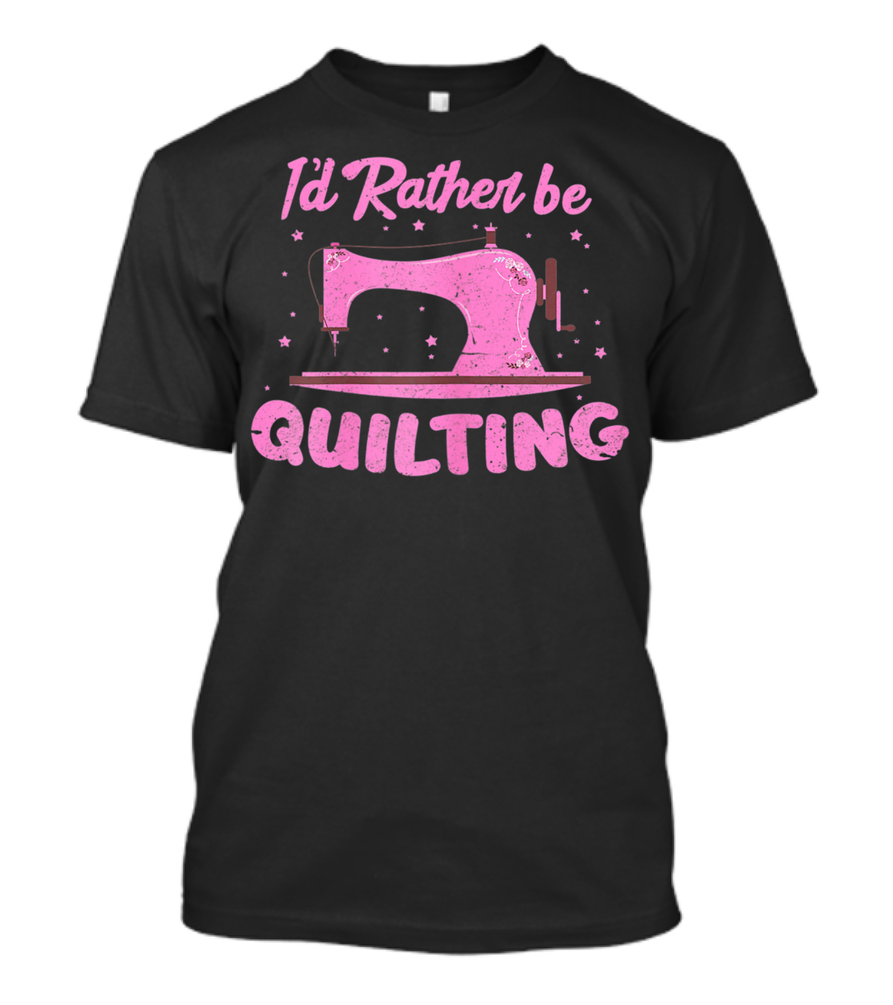 I'd Rather Be Quilting Sewing Machine Starry T-Shirt