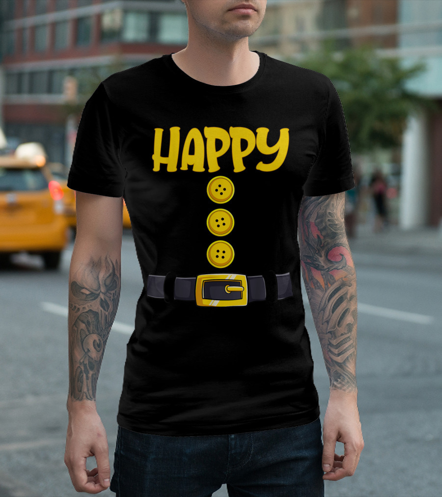 Happy Halloween Dwarf Costume Belt Buttons T-Shirt