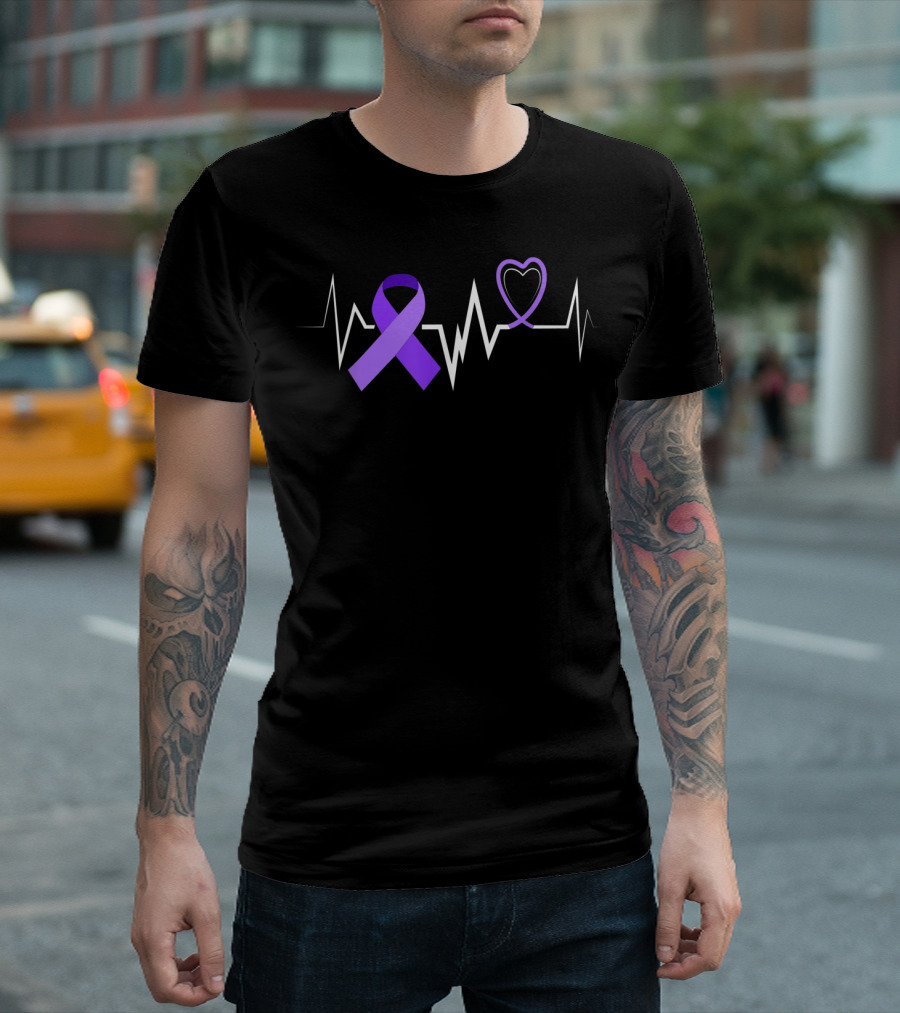 Heartbeat Epilepsy Ribbon Awareness Electrocardiogram T-Shirt