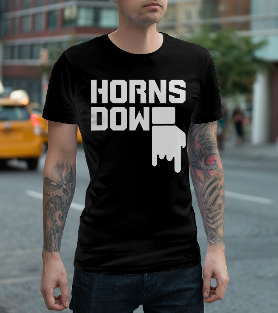 Horns Down Gesture Icon with Text T-Shirt