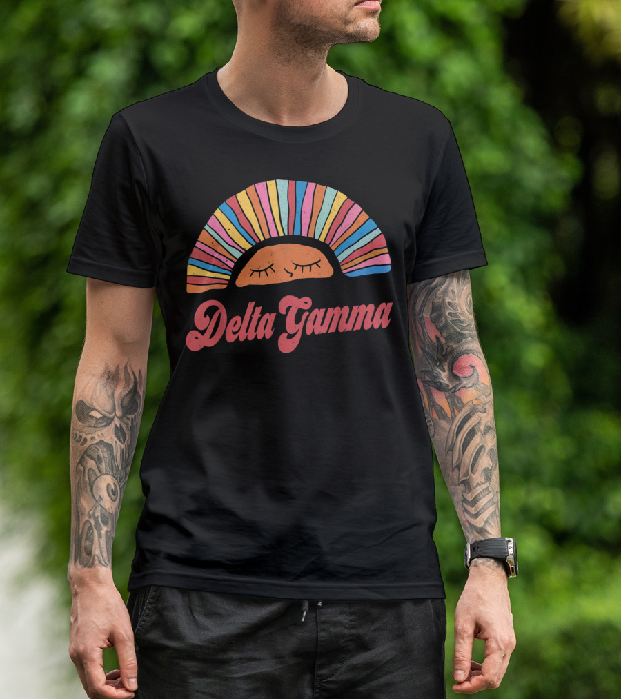 Delta Gamma Rainbow Sunset Face Greek Sorority T-Shirt