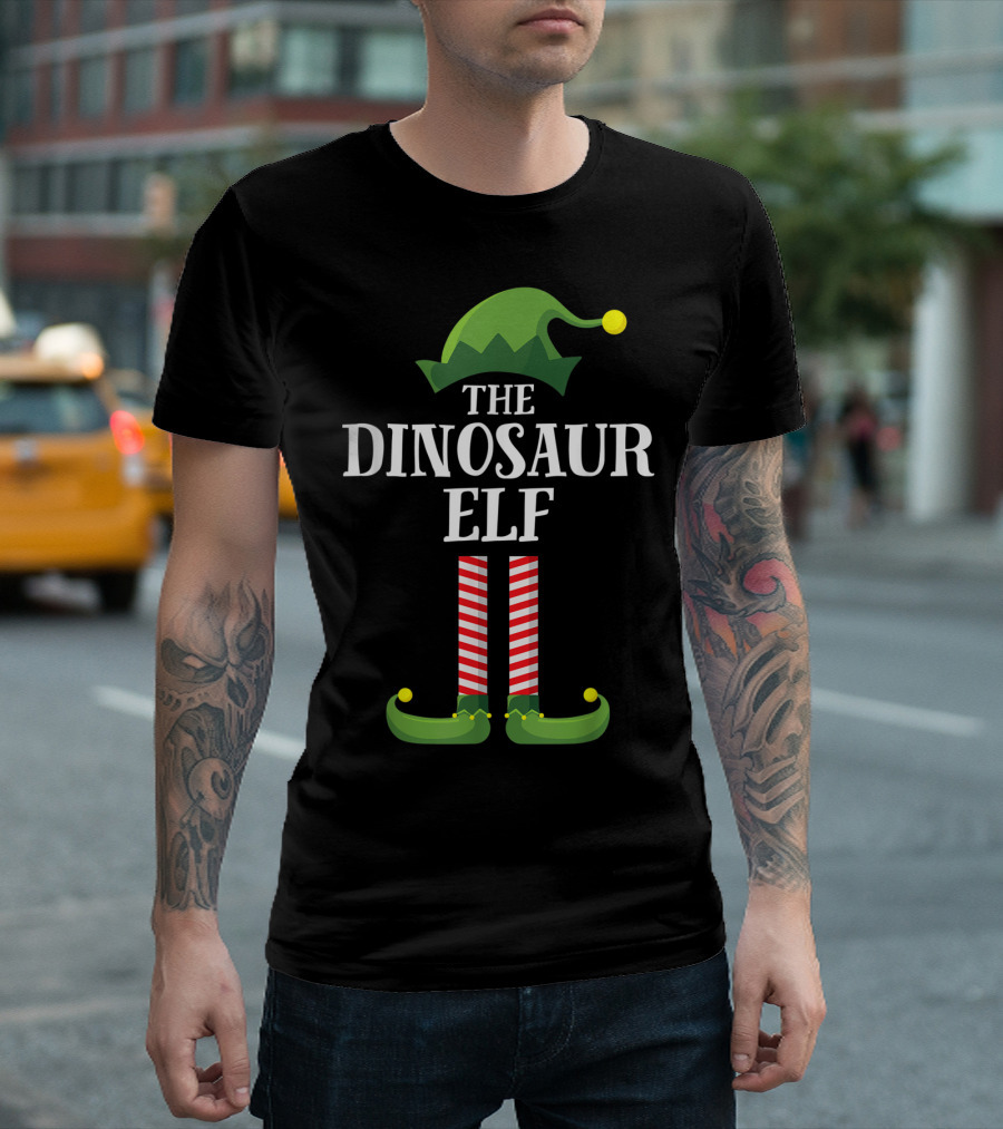 The Dinosaur Elf Matching Family Group Christmas Pajama Set T-Shirt