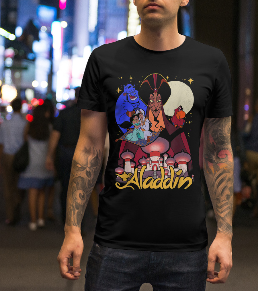 Disney Aladdin Jafar Jasmine Genie Magic Carpet Moonlit Adventure T-Shirt