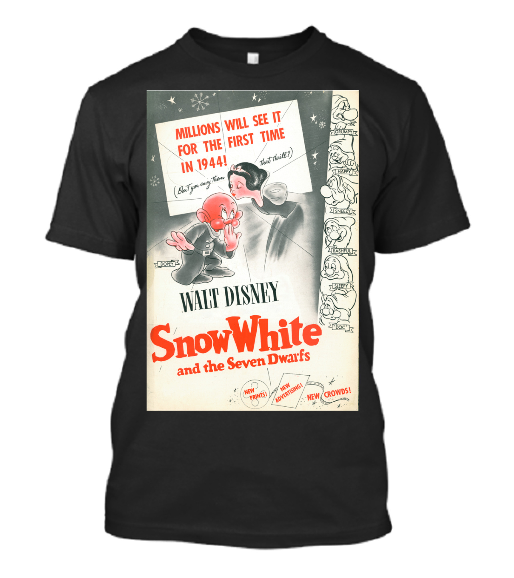 Walt Disney Snow White And The Seven Dwarfs 1944 Dopey Happy Sleepy Bashful Grumpy Sneezy Doc T-Shirt