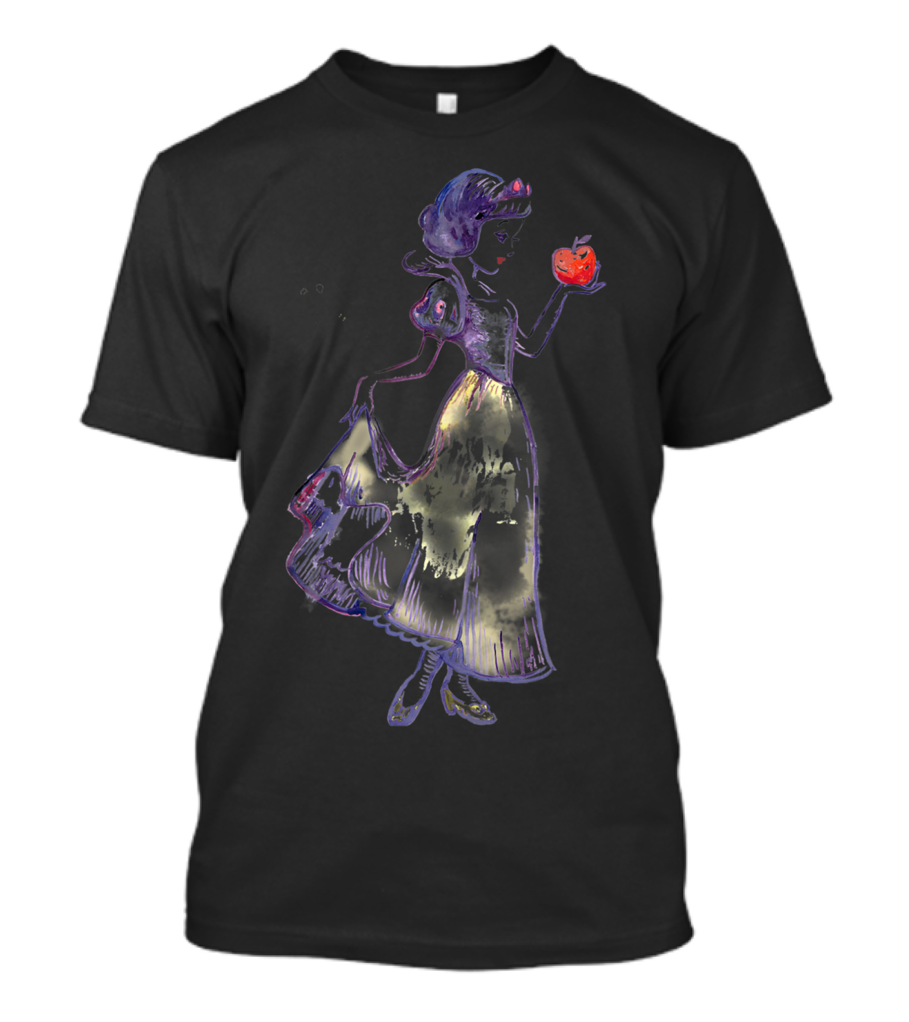 Snow White Watercolor Profile With Apple Disney T-Shirt