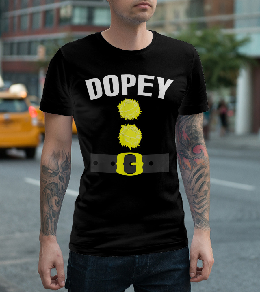 Dopey Dwarf Costume Dopey Halloween Belt Buckle Fuzzy Green T-Shirt