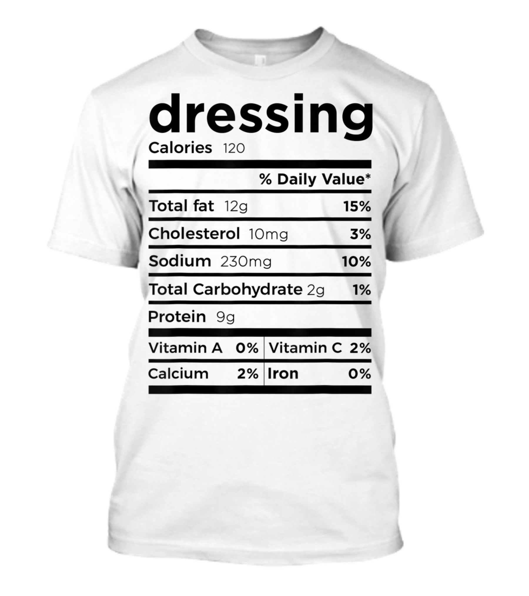 Dressing Nutrition Facts Label Calories Total Fat Cholesterol Sodium Carbohydrate Protein Vitamins Calcium Iron T-Shirt