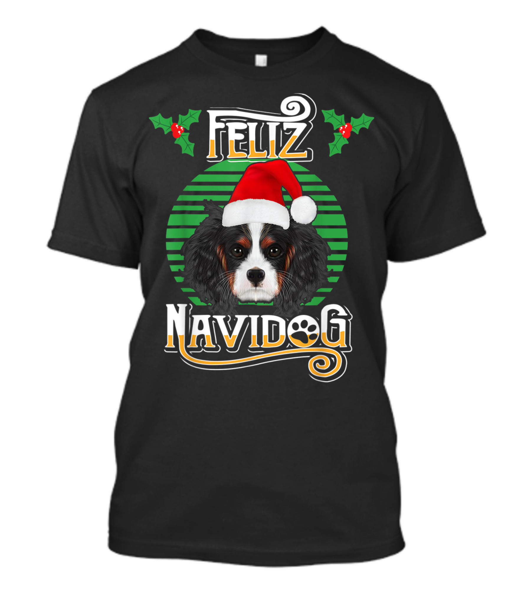 Feliz Navidog Merry Cavalier Dog Holiday T-Shirt