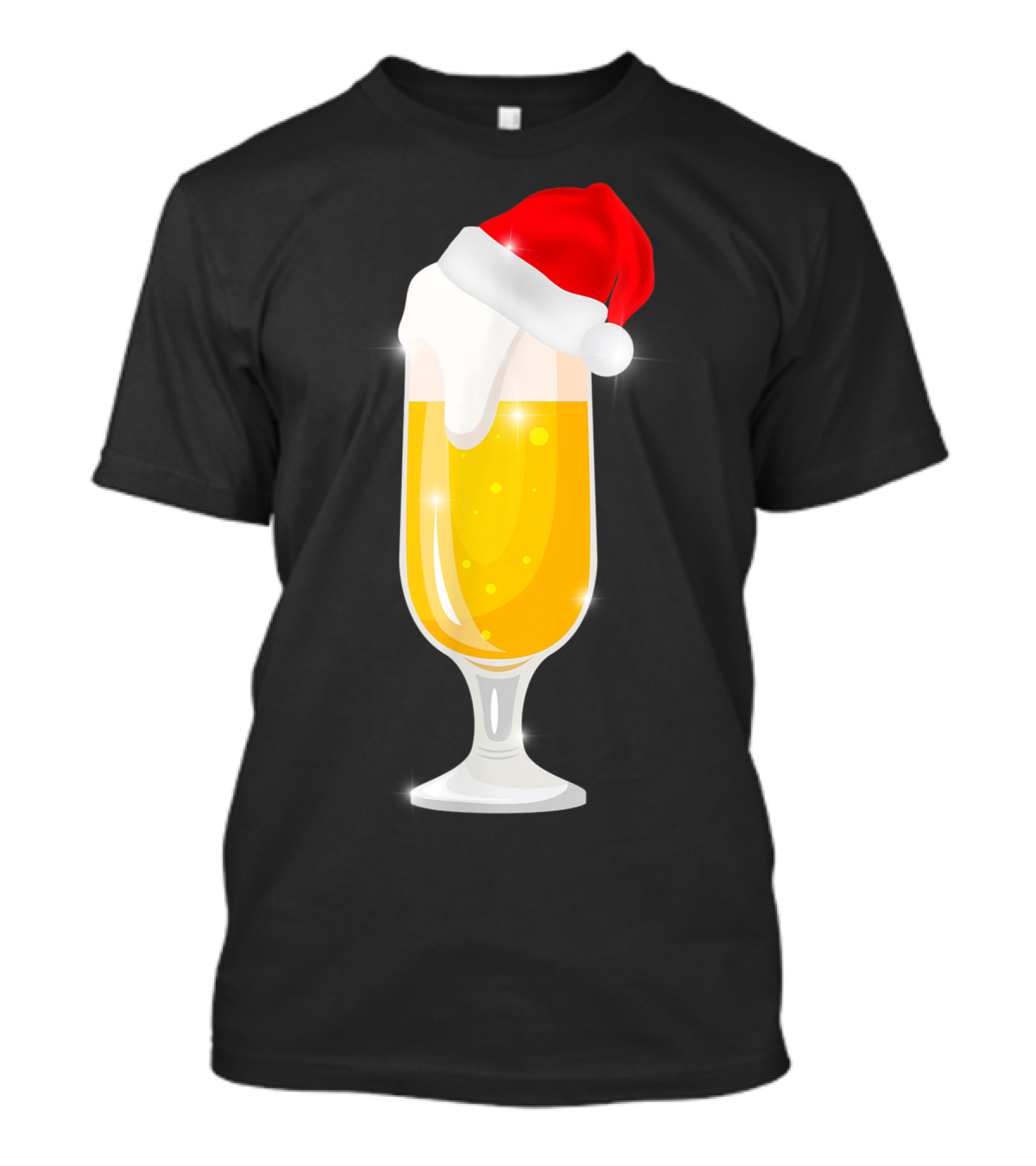 Santa Hat Beer Glass Funny Cool Christmas Drink T-Shirt