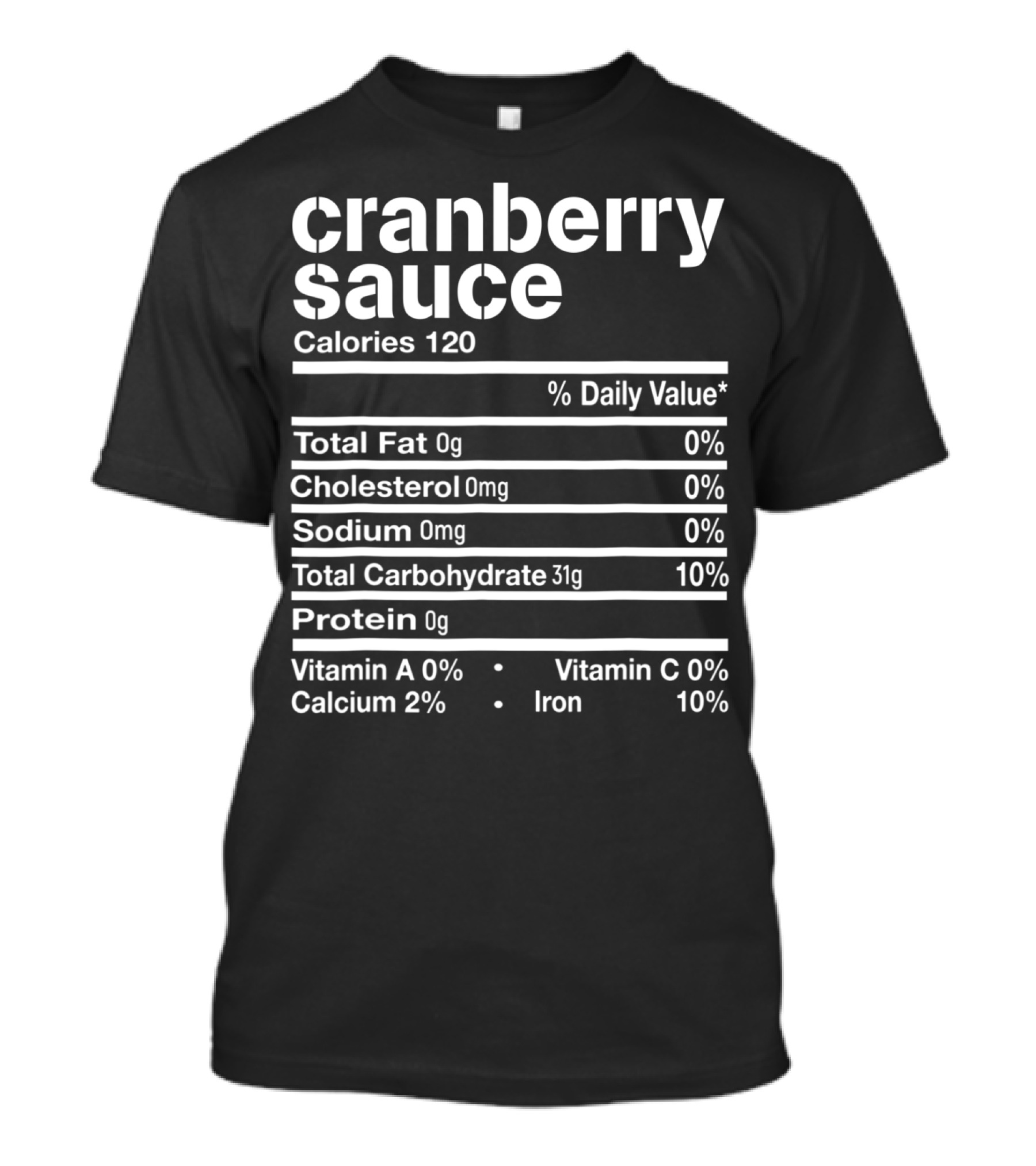 Cranberry Sauce Calories 120 Nutrition Facts Label Total Carbohydrate T-Shirt