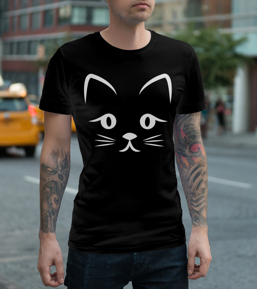 Funny Cute Cat Face Design Party T-Shirt