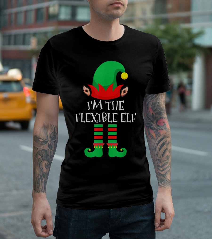 I'm the Flexible Elf Green Hat Striped Socks T-Shirt