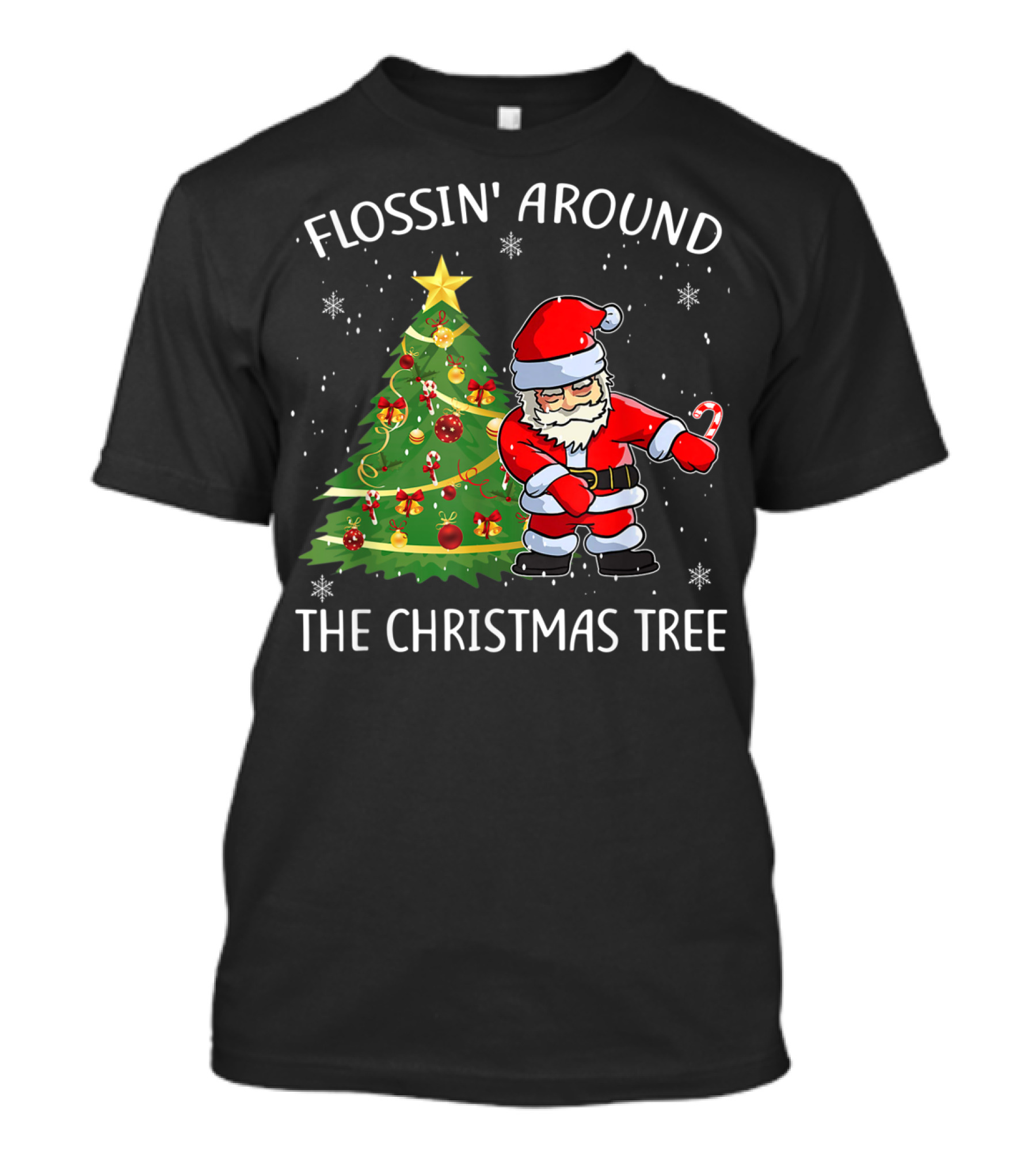 Flossin' Around The Christmas Tree Santa Dance Holiday Fun T-Shirt