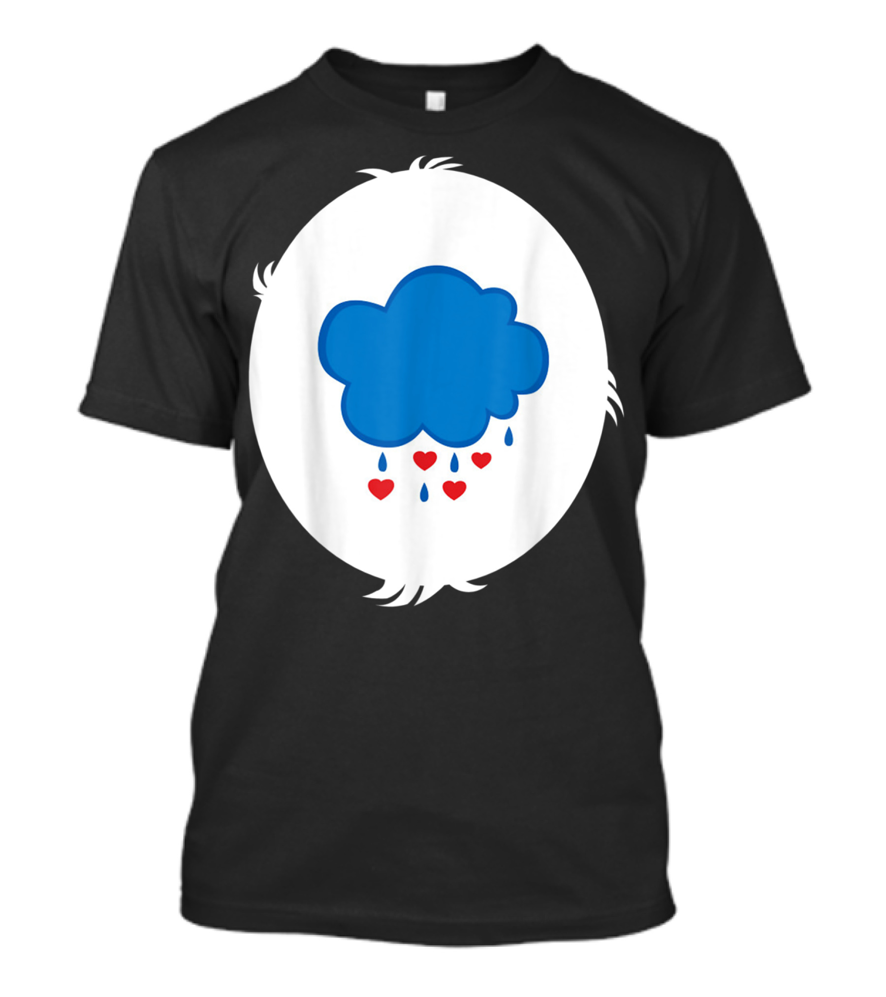 Funny Grumpy Bear Family Blue Cloud Heart Rain T-Shirt