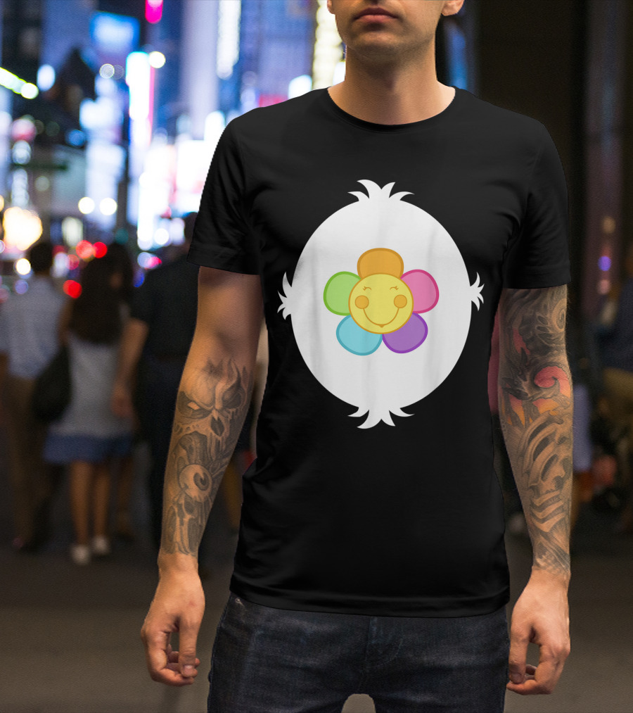 Funny Harmony Bear Smiley Rainbow Flower T-Shirt