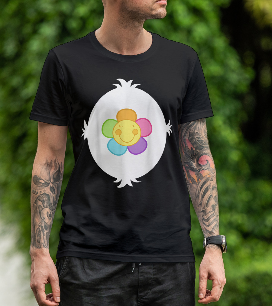 Funny Harmony Bear Smiley Rainbow Flower T-Shirt