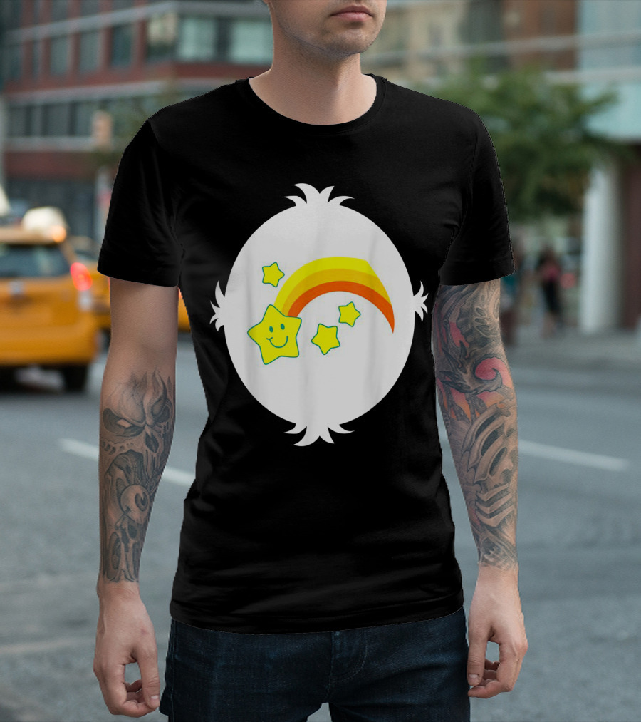 Funny Wish Bear Smiling Star and Rainbow T-Shirt