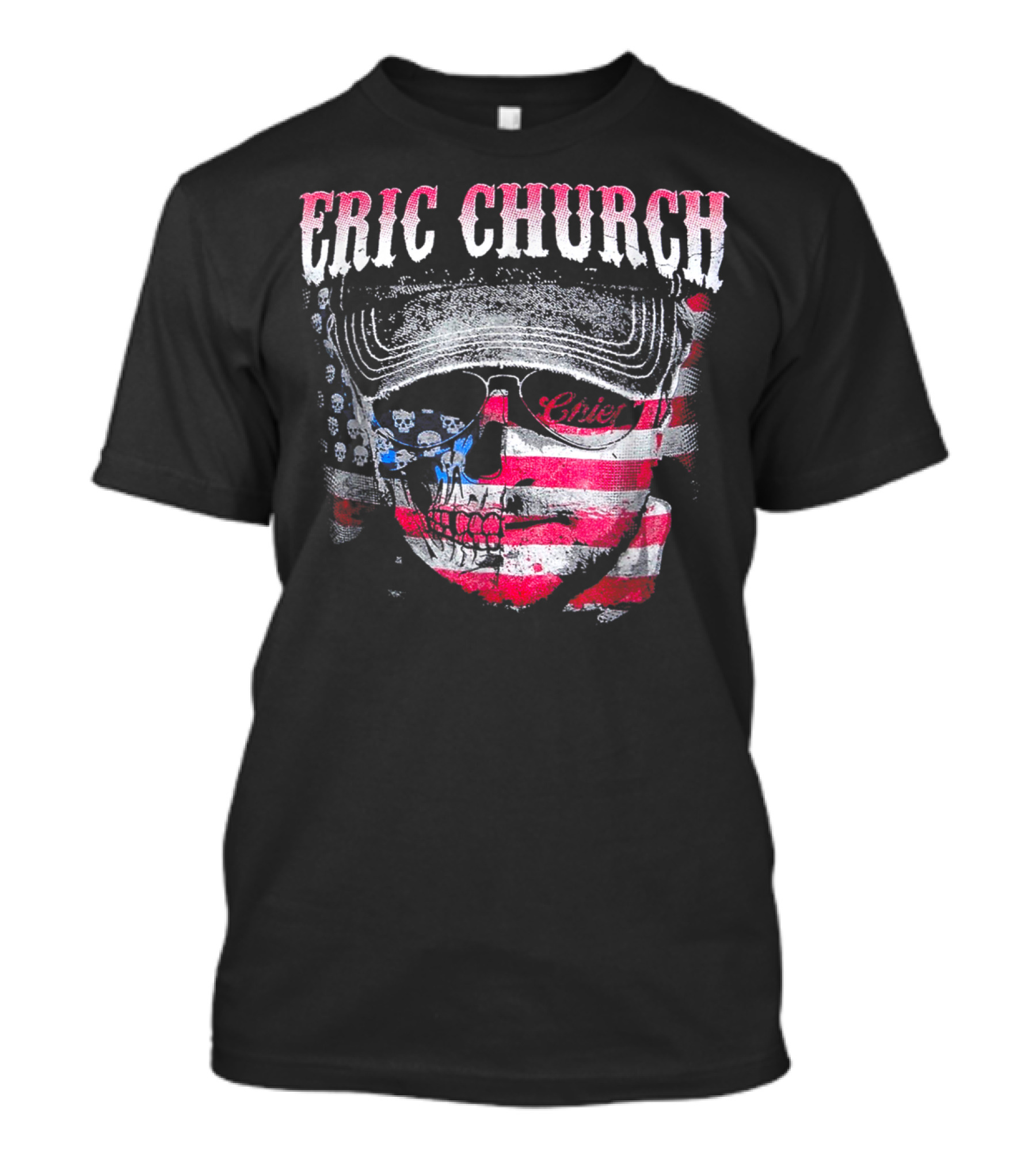 ERIC CHURCH Chief American Flag Skull T-Shirt