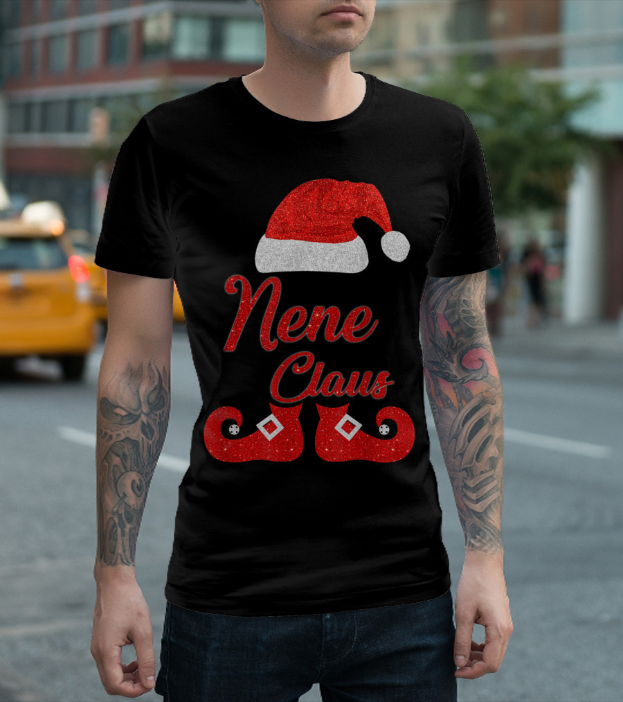 Nene Claus Matching Santa Hat with Glittery Red Boots T-Shirt
