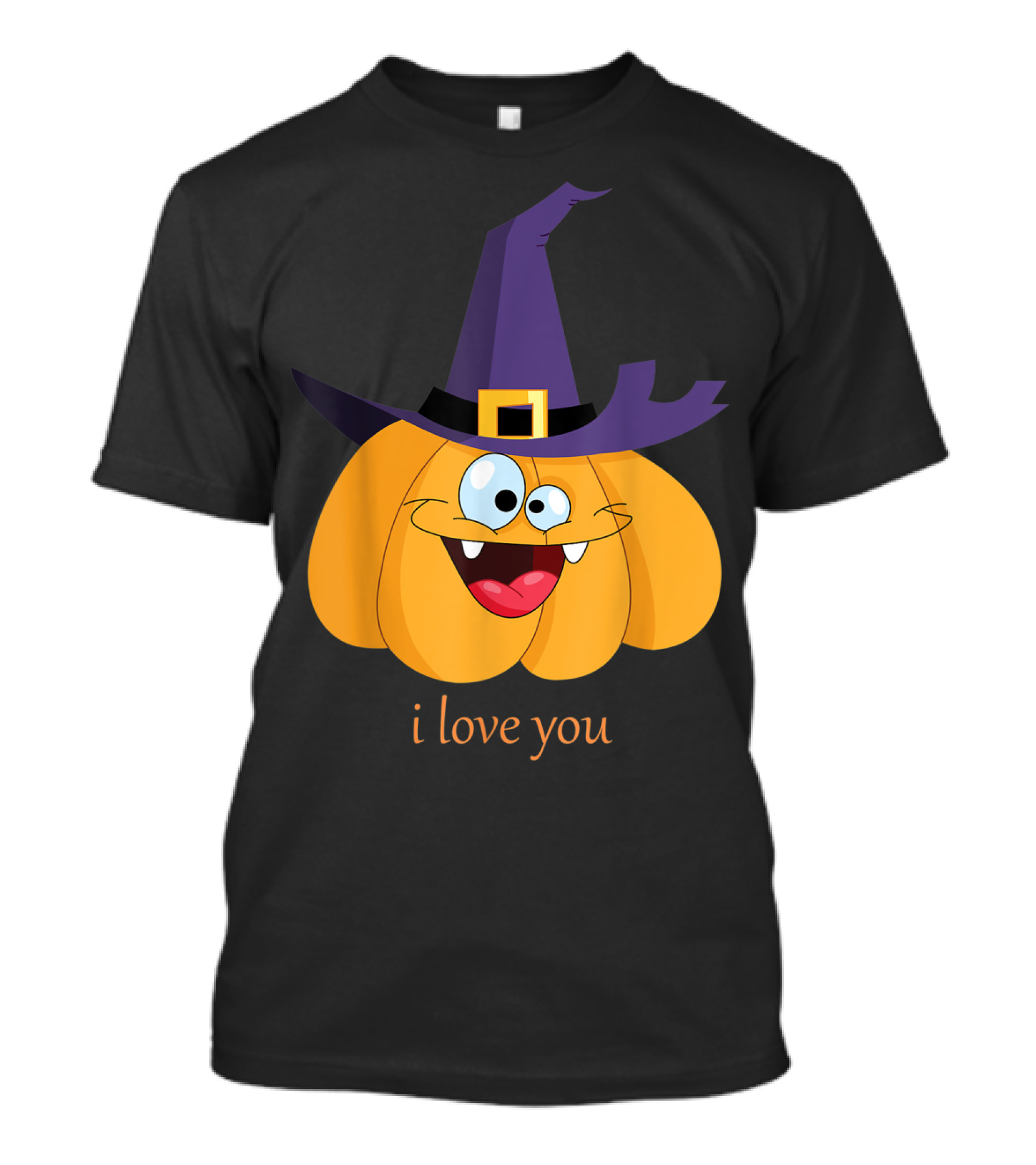 Funny Pumpkin I Love You Witch Hat Happy Face T-Shirt