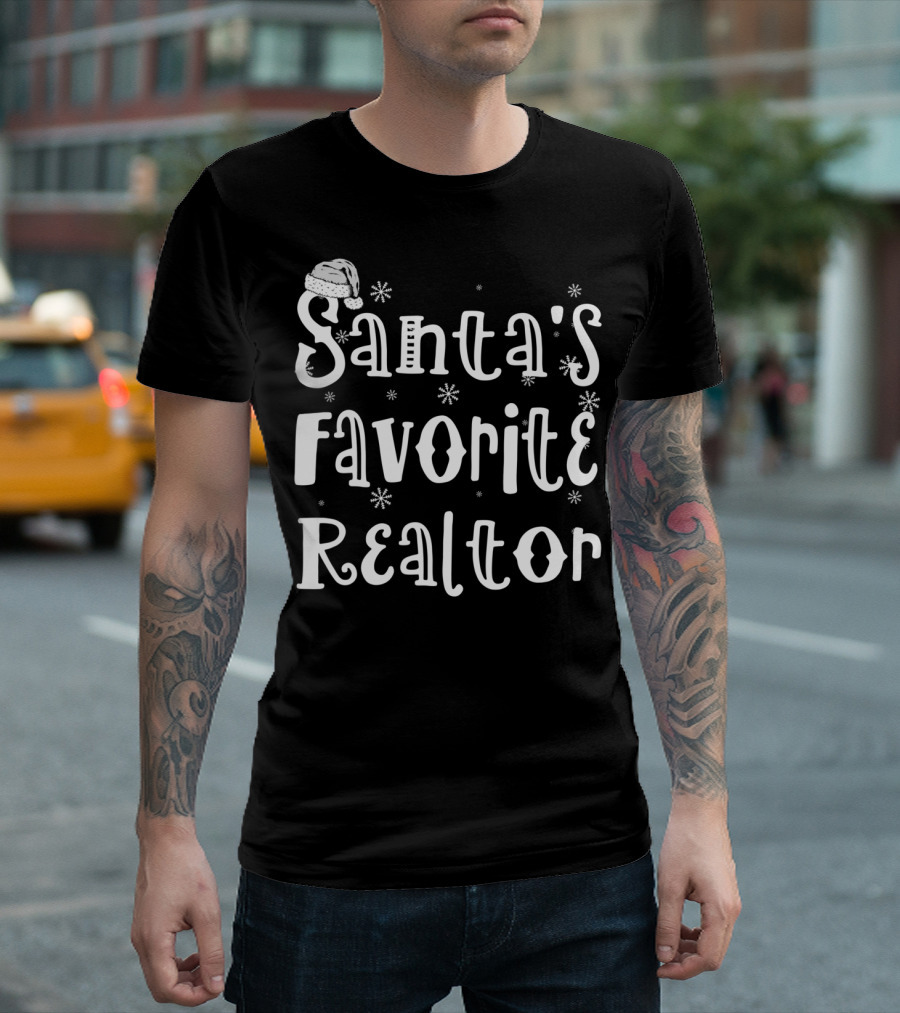 Santa's Favorite Realtor Funny Christmas Santa Hat T-Shirt