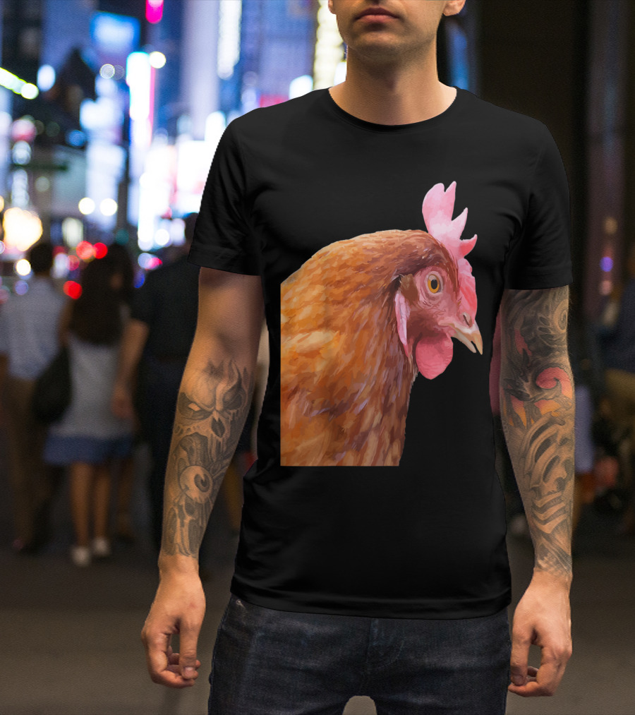 Funny Farmyard Hen Portrait Side View T-Shirt