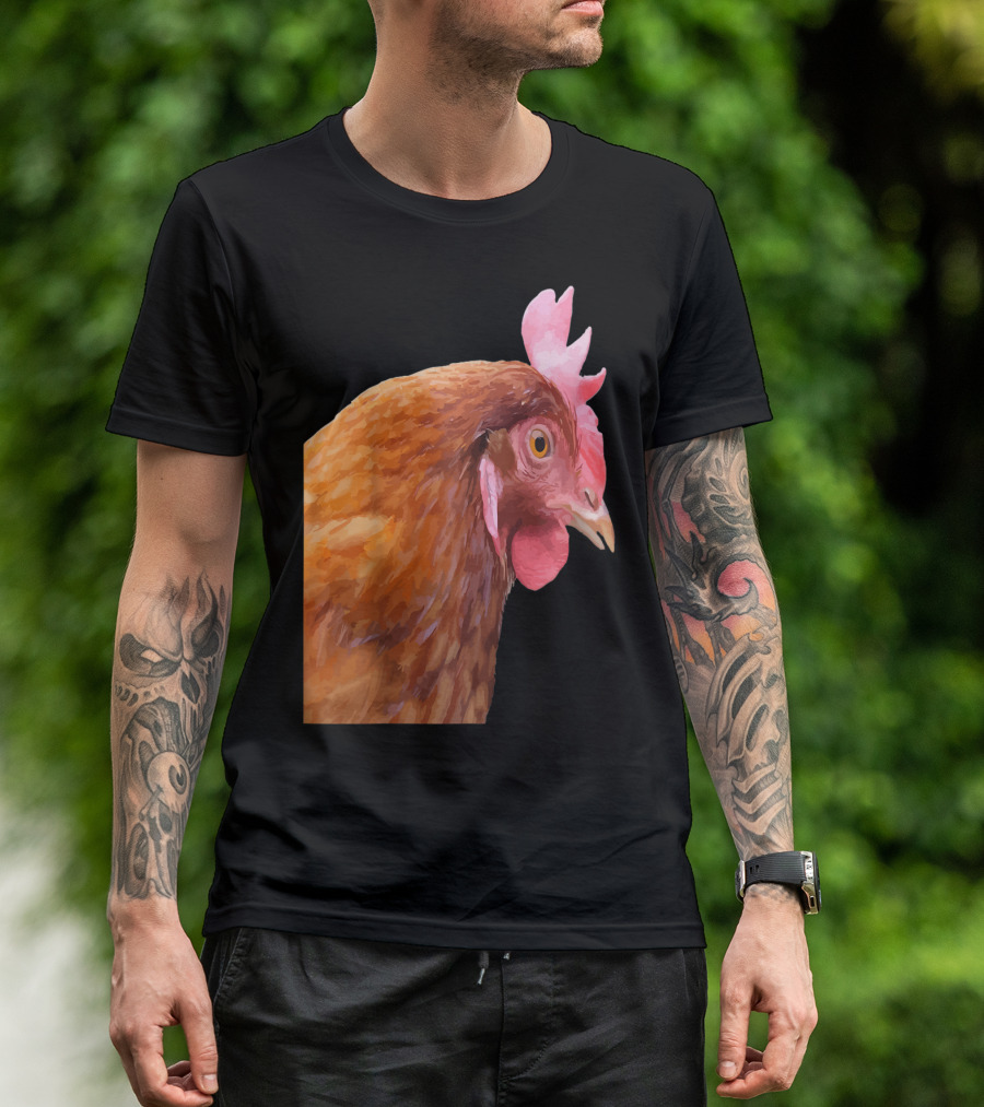 Funny Farmyard Hen Portrait Side View T-Shirt