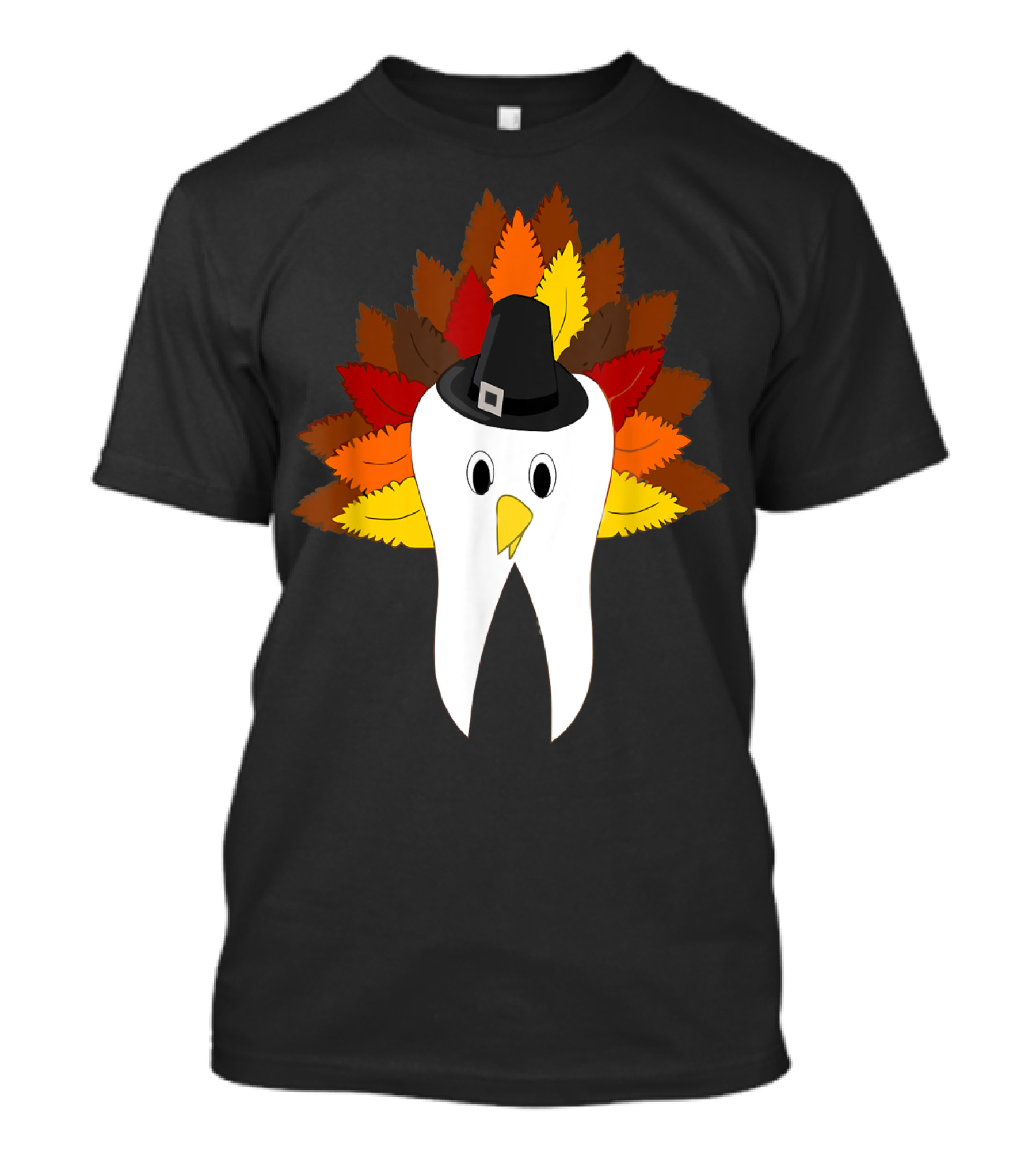 Thanksgiving Pilgrim Tooth With Turkey Feather Hat T-Shirt