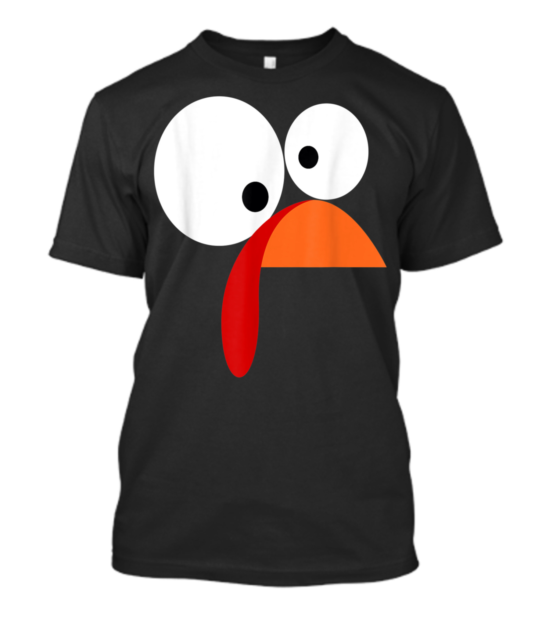 Funny Thanksgiving Turkey Face With Large Googly Eyes And Orange Bow Tie T-Shirt