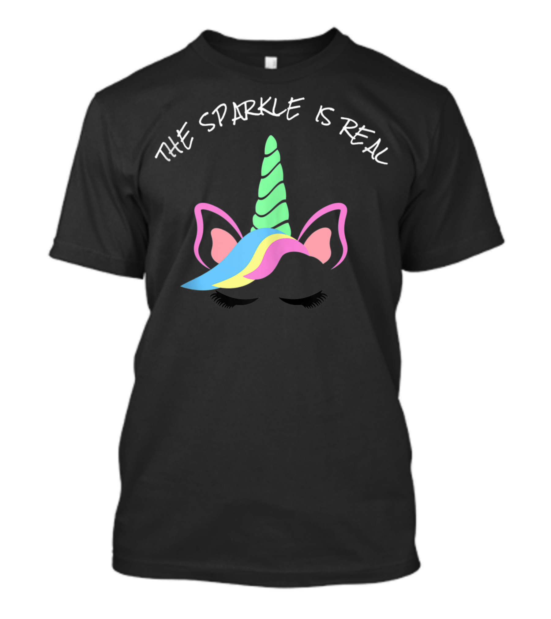 The Sparkle Is Real Unicorn Ears And Rainbow Mane T-Shirt