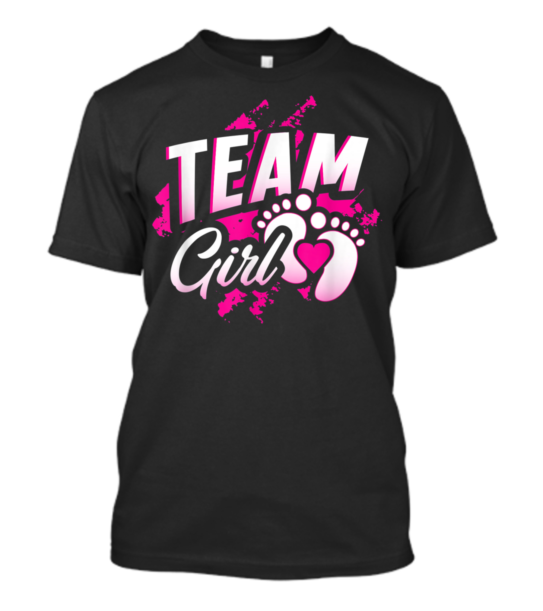 Team Girl Baby Shower Gender Reveal Party Pink Footprints T-Shirt