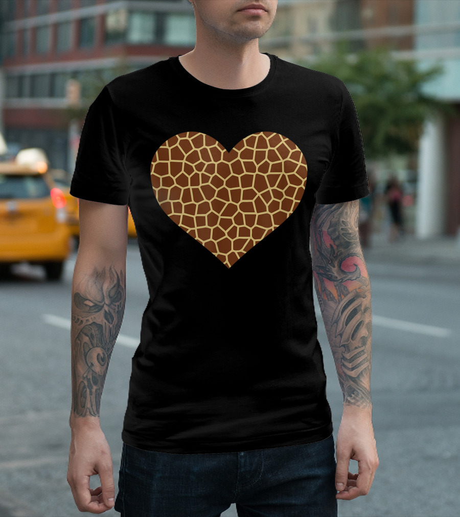 Giraffe Pattern Heart for Giraffe Lover T-Shirt
