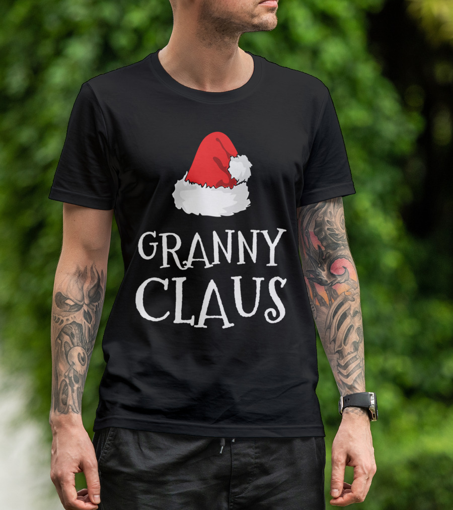 Granny Claus Christmas Hat Family Group Holiday T-Shirt