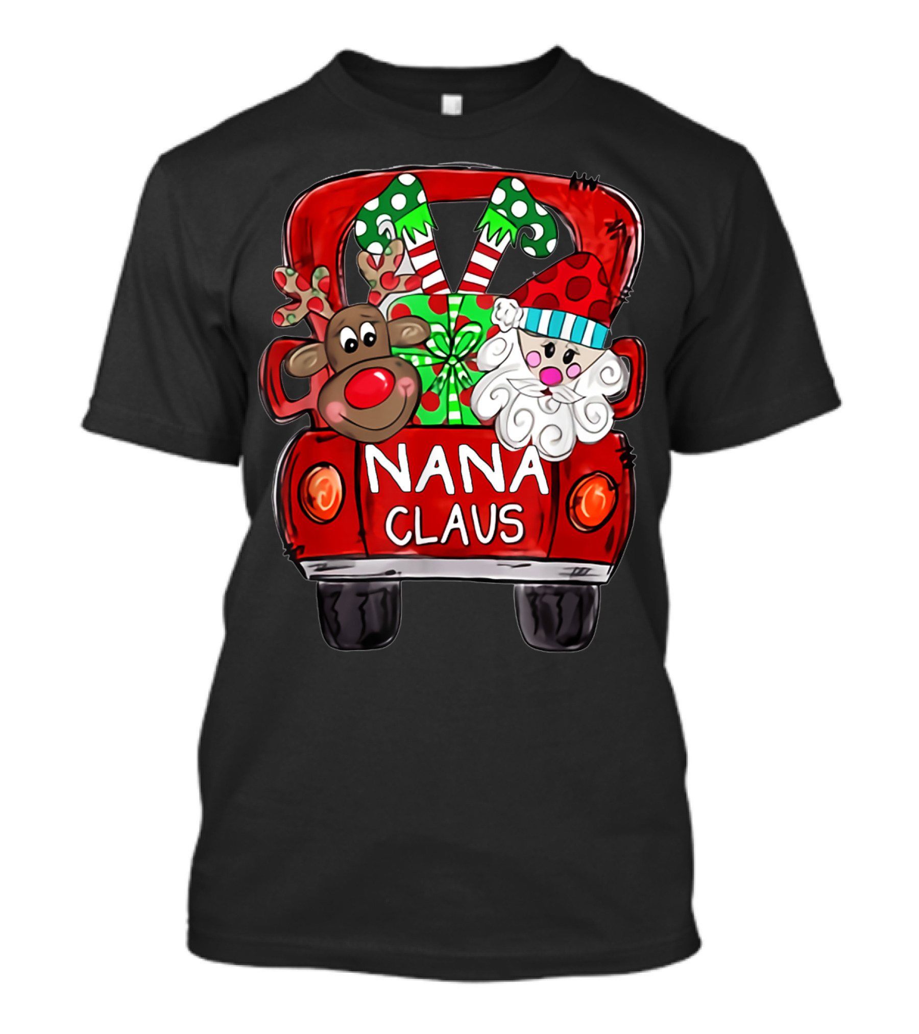 Nana Claus Christmas Reindeer Santa Truck T-Shirt