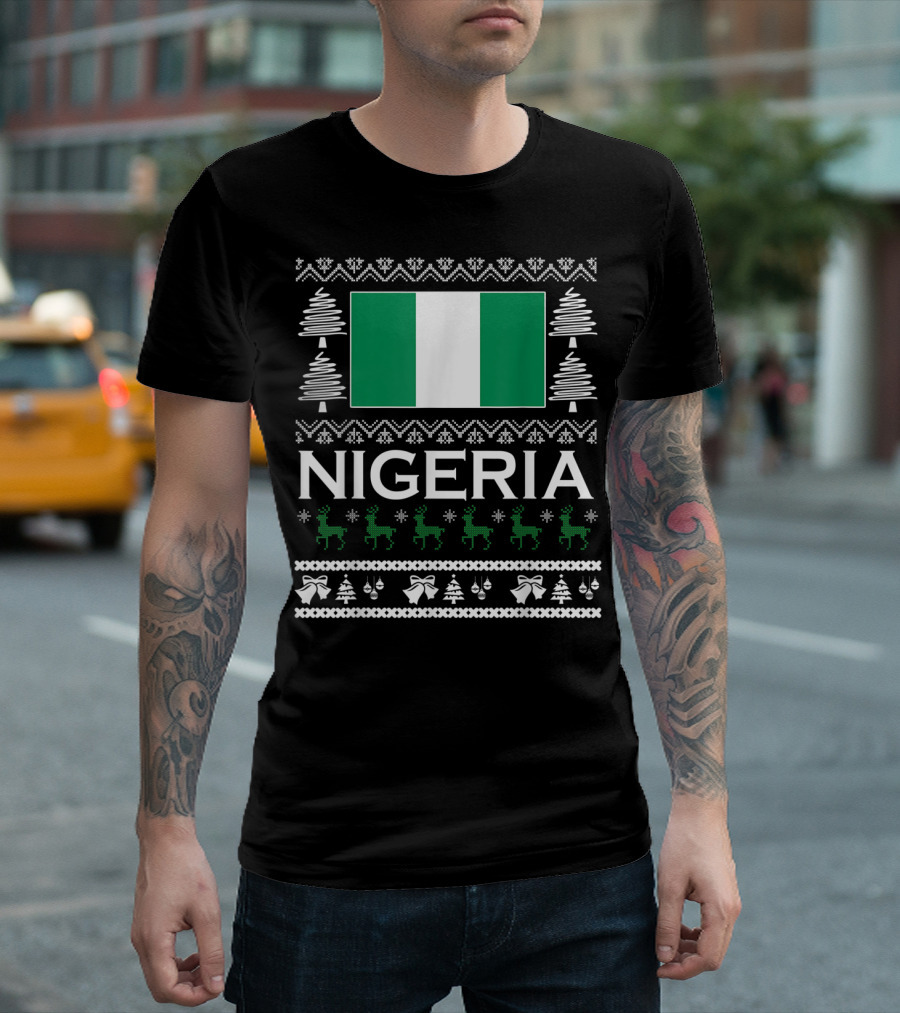 Nigerian Flag Nigeria Christmas Sweater Festive T-Shirt
