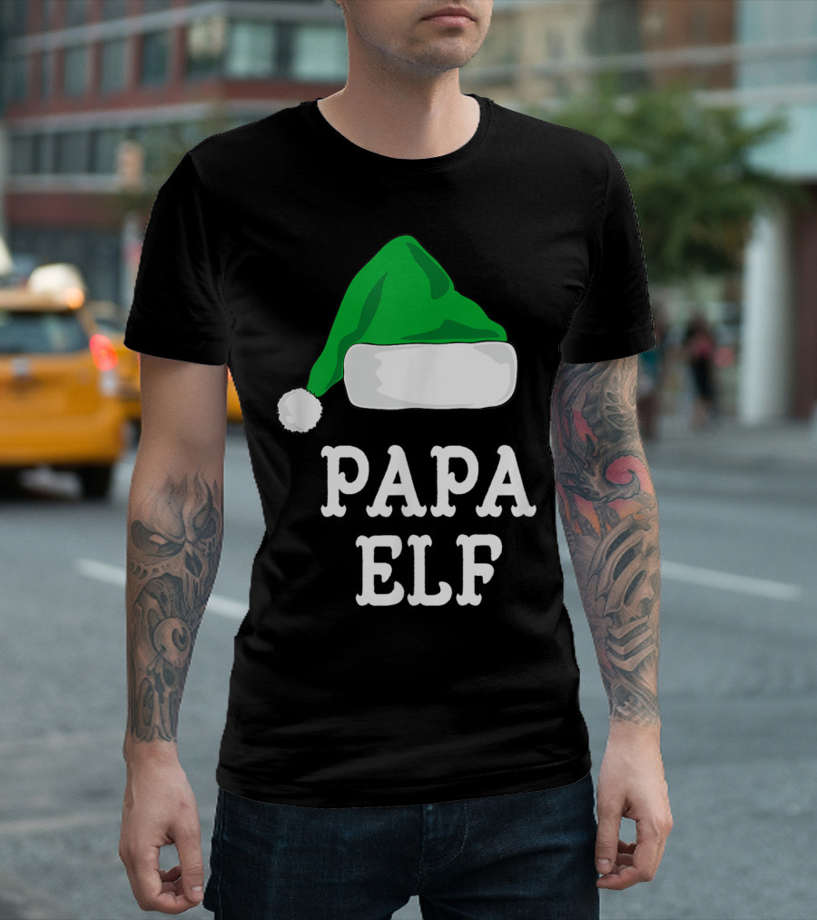 Papa Elf Christmas Matching Family Group Holiday T-Shirt