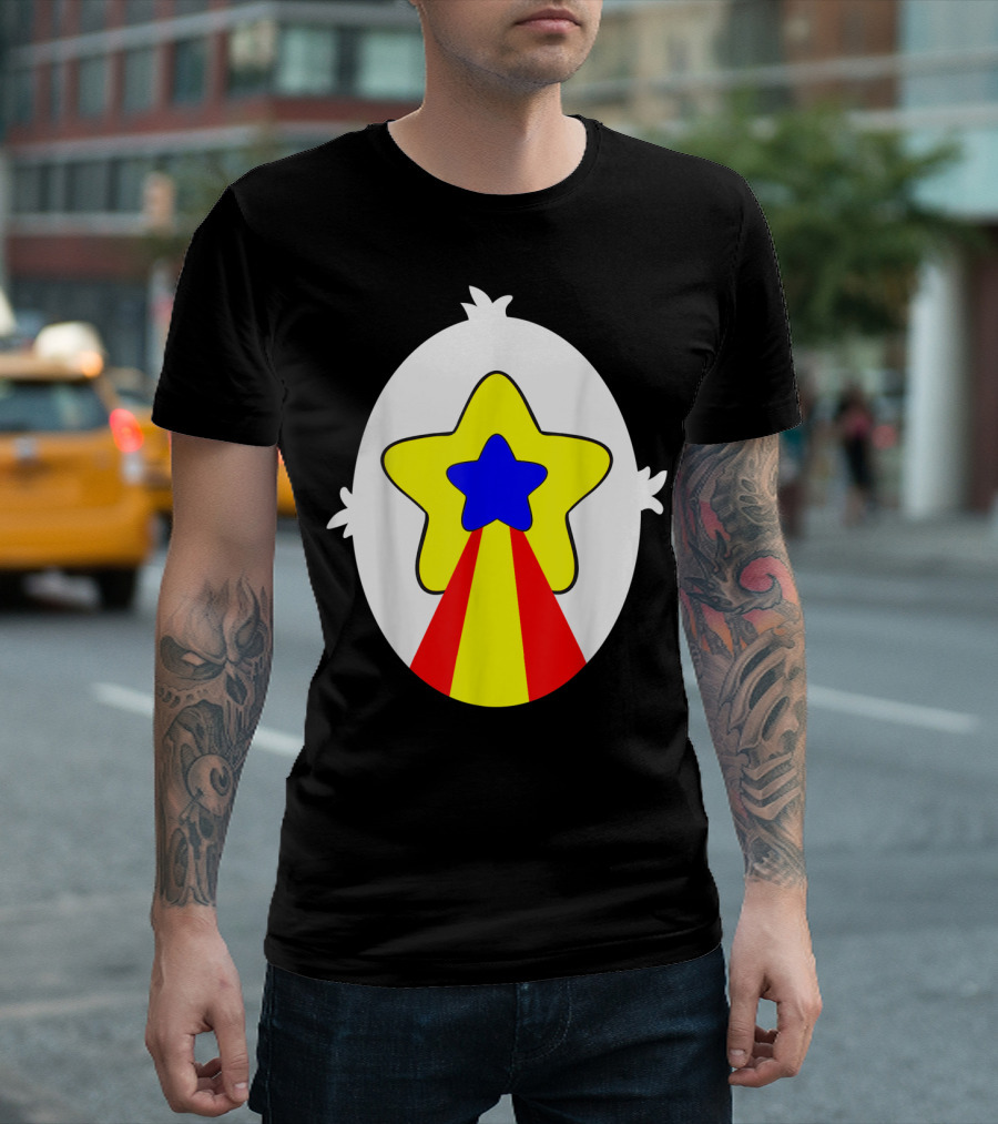 Polite Panda Starburst Yellow Blue Red T-Shirt