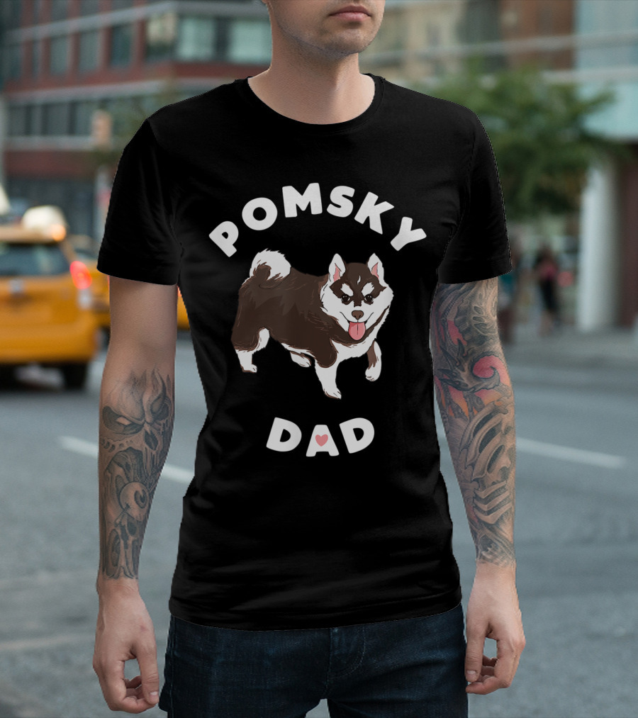 Pomsky Dad Dog Pet Daddy Heart T-Shirt