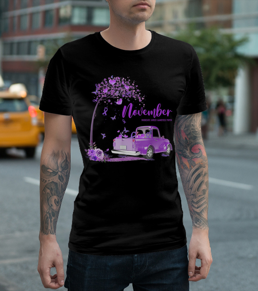November Purple Truck Pancreatic Cancer Awareness Month T-Shirt