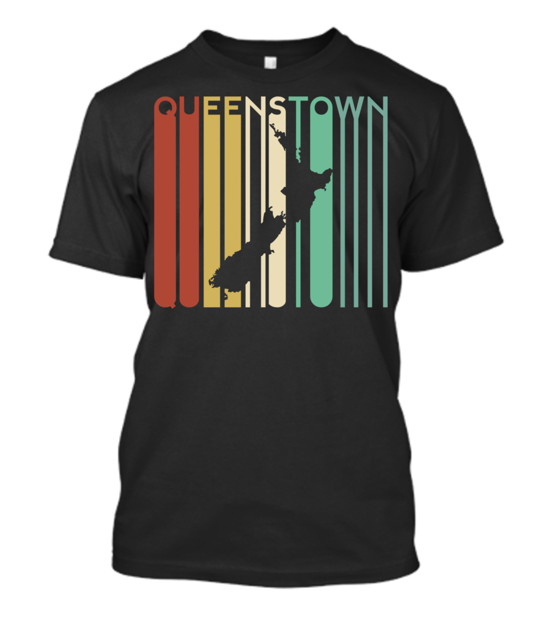 Queenstown New Zealand South Island Map Retro T-Shirt