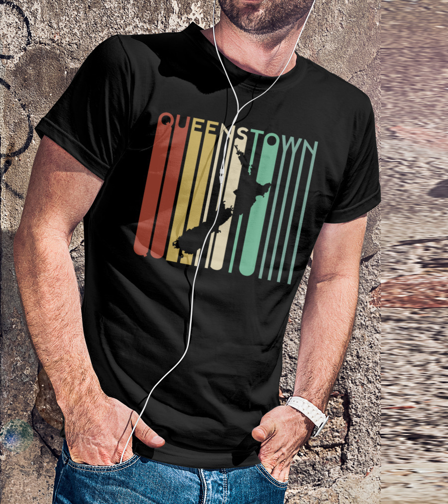 Queenstown New Zealand South Island Map Retro T-Shirt