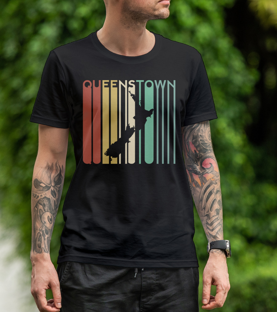 Queenstown New Zealand South Island Map Retro T-Shirt
