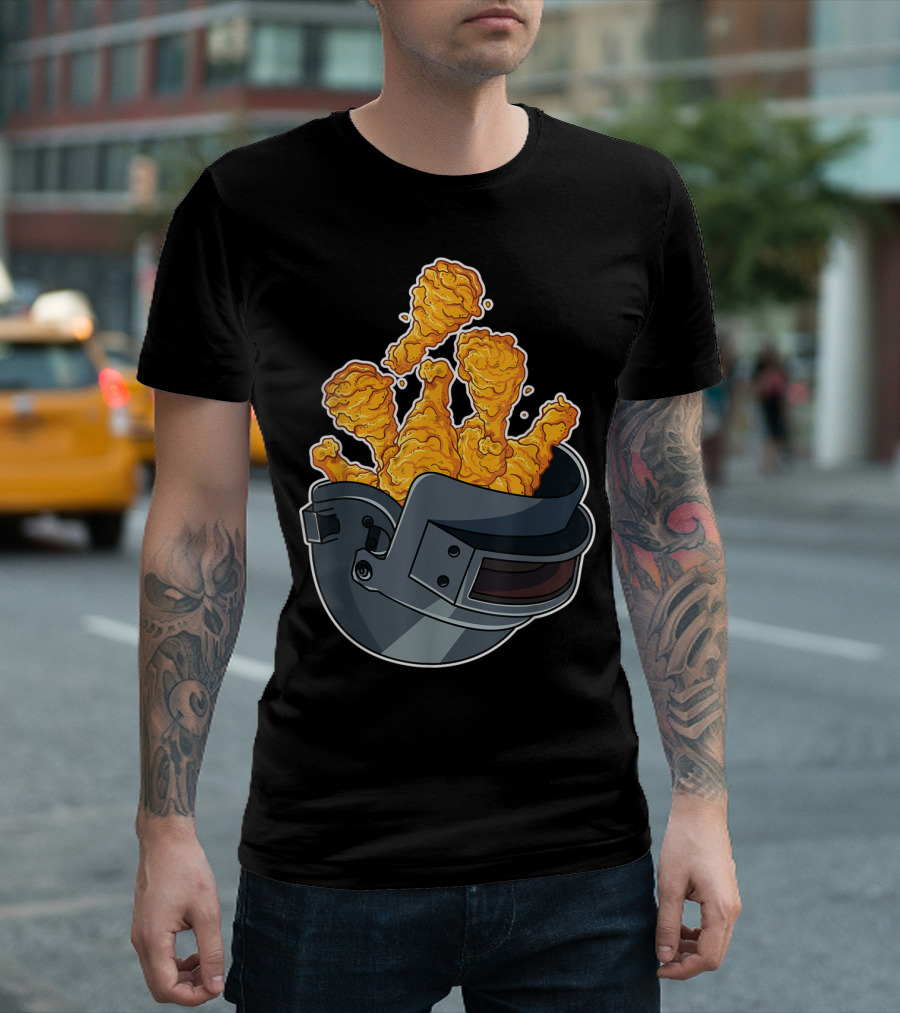 PUBG Raccoon Brand Chicken Dinner Helmet and Fried Chicken Drumsticks T-Shirt