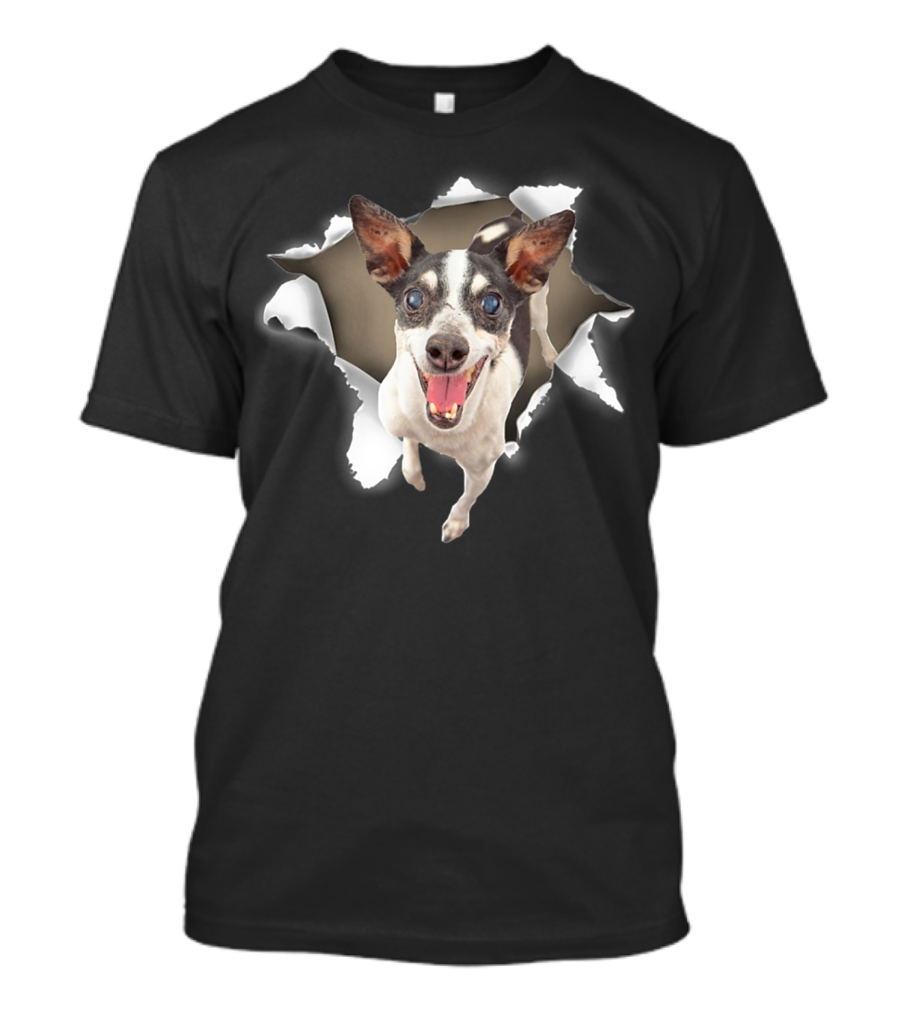 Rat Terrier Torn Inside Hole Dog Mid Torn T-Shirt