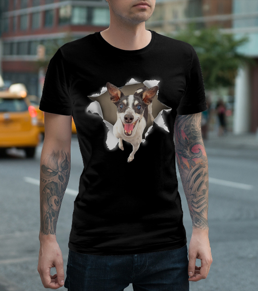 Rat Terrier Torn Inside Hole Dog Mid Torn T-Shirt