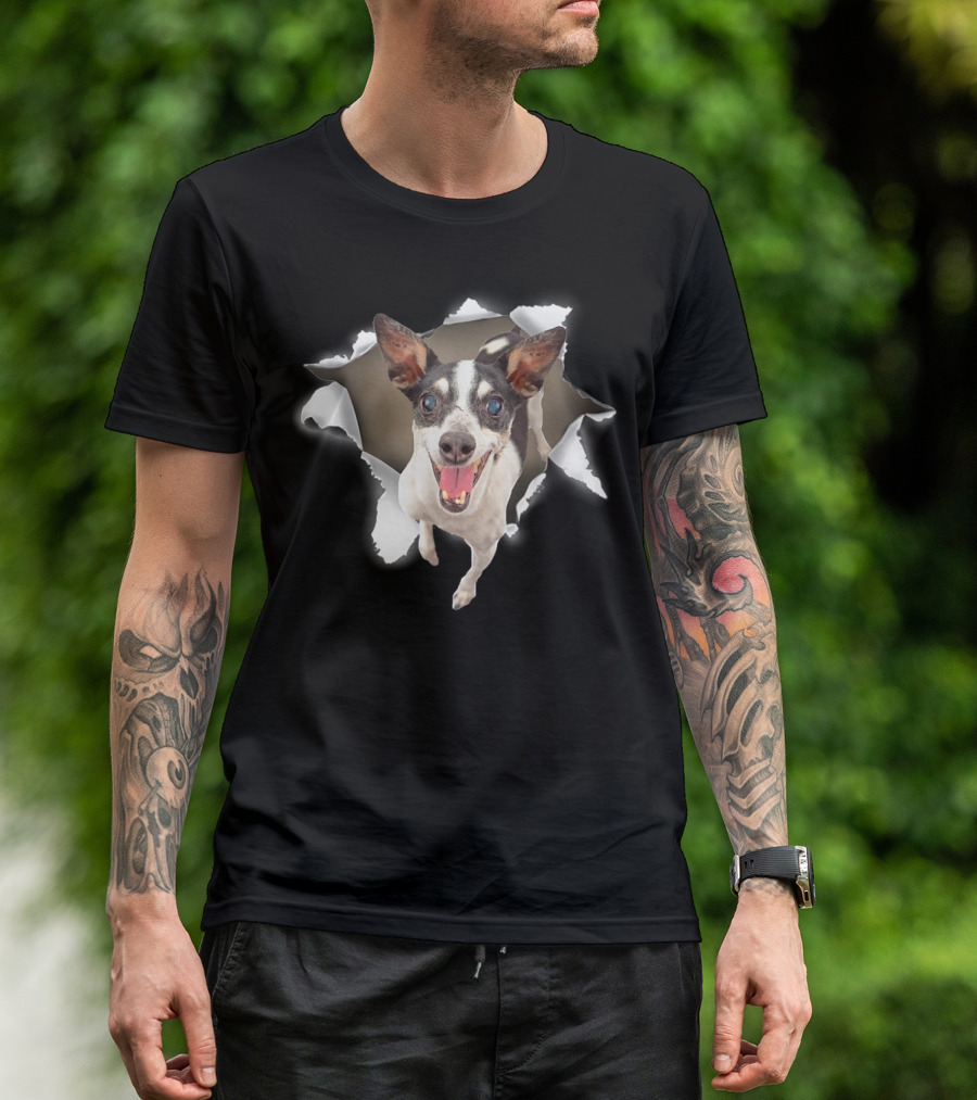 Rat Terrier Torn Inside Hole Dog Mid Torn T-Shirt