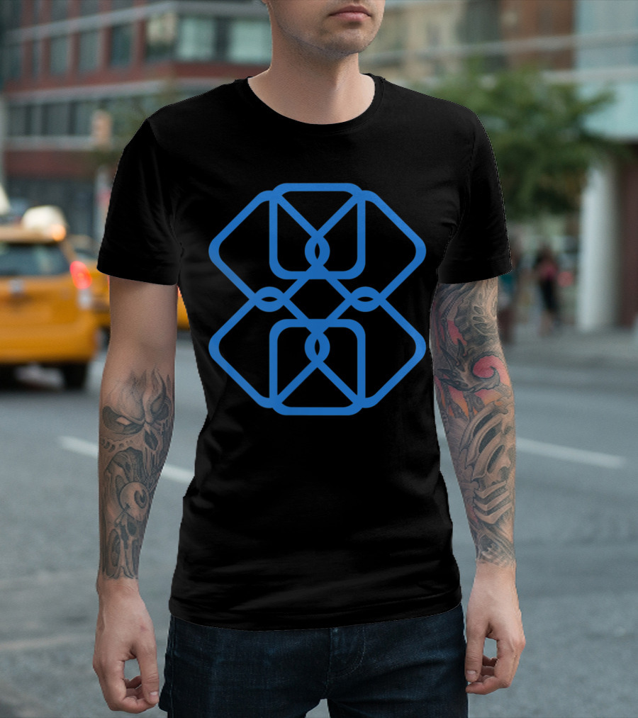 Cool Blue Geometric Squares T-Shirt