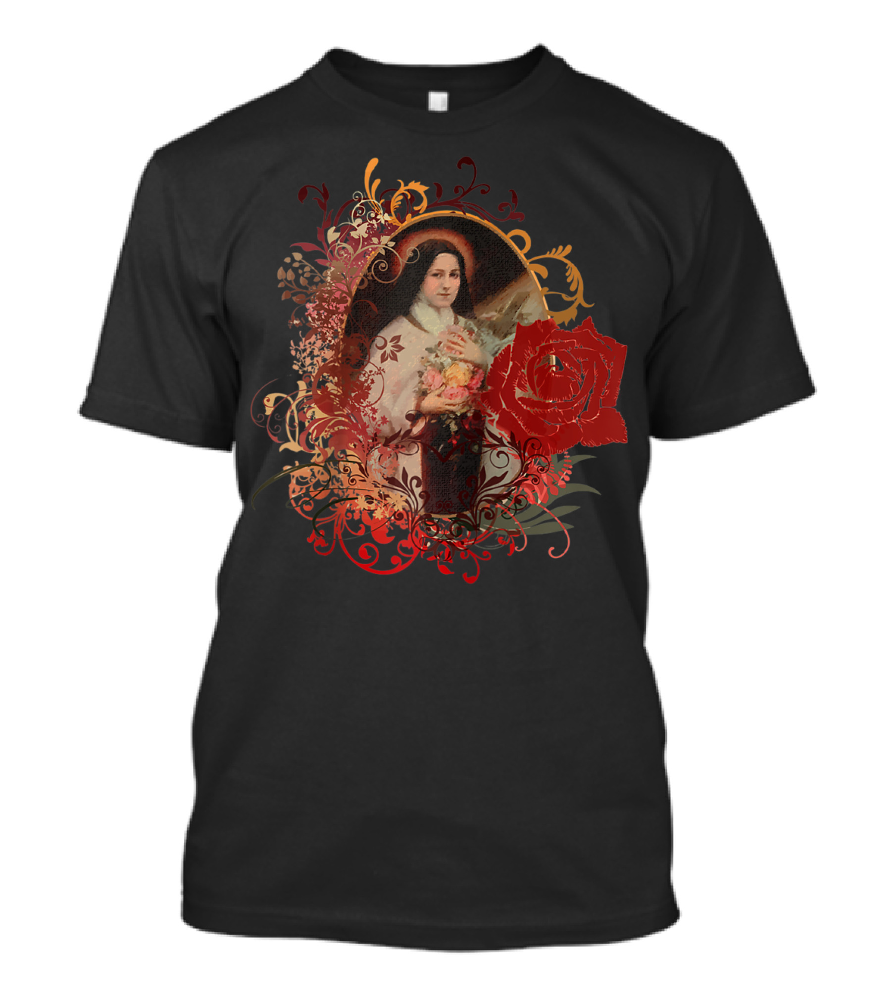 St Therese Of Lisieux The Little Flower Rose Floral T-Shirt