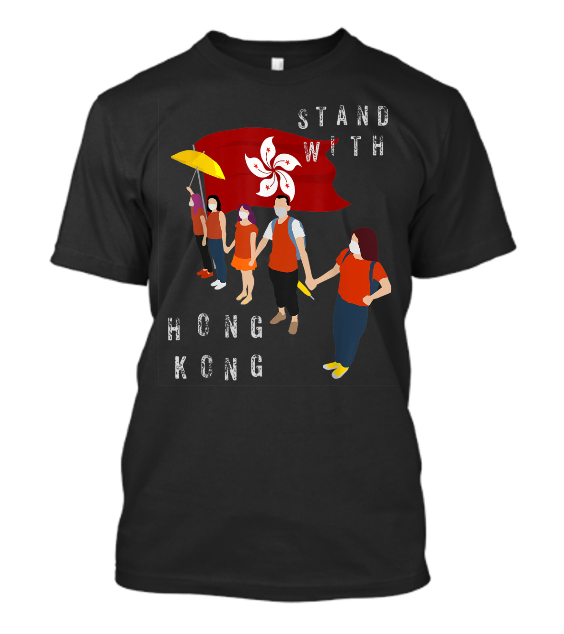 STAND WITH HONG KONG Human Chain Protest Flag T-Shirt