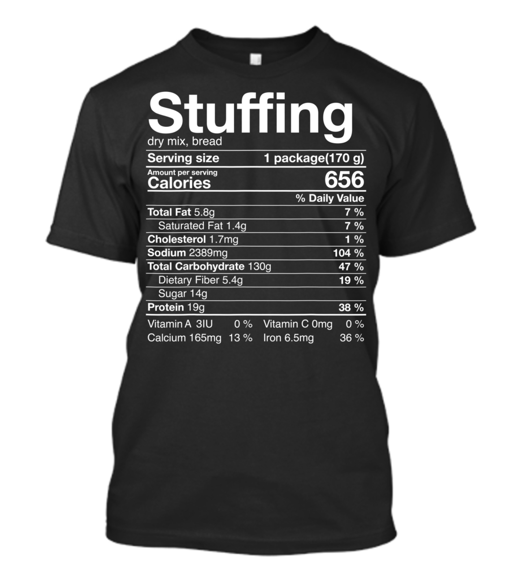 Stuffing Dry Mix Bread Nutritional Facts Calories Fat Carbs Protein T-Shirt